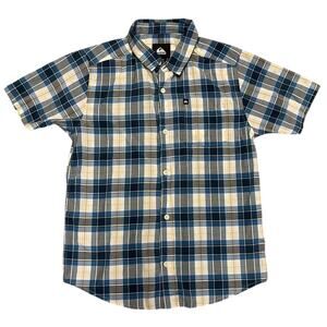 Quiksilver Boys Blue Plaid Button Down Shirt Size Medium